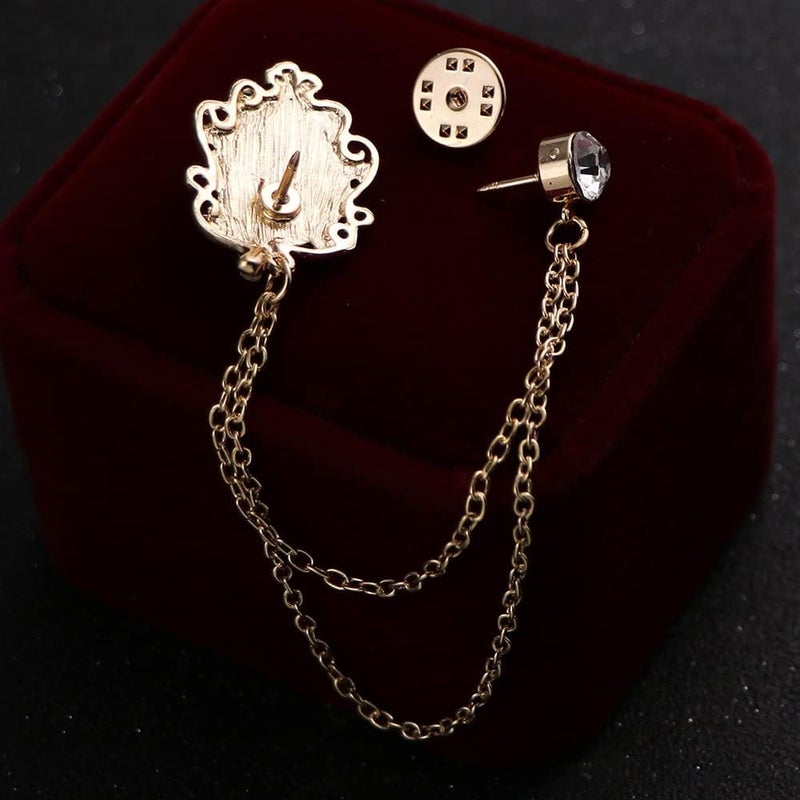 GUAFEIH Men's Gem Brooch Lapel Pin Badge Hanging Chains Collar Brooches Pin for Career Suit Tuxedo of Shirts Tie Hat Scarf for Boyfriend Father Birthday - Image 5